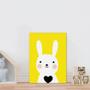 Imagem de Placa decorativa infantil coelho branco e amarelo