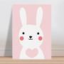 Imagem de Placa decorativa infantil coelho rosa e branco