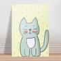 Imagem de Placa decorativa infantil desenho animal gato gatinho azul