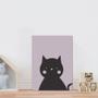 Imagem de Placa decorativa infantil gato preto fundo lilás