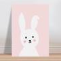 Imagem de Placa decorativa infantil menina rosa coelho branco