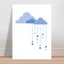 Imagem de Placa decorativa infantil nuvens gotas chuva azul