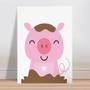 Imagem de Placa decorativa infantil porco rosa desenho sujo de lama