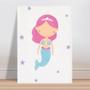Imagem de Placa decorativa infantil sereia cabelo rosa calda azul