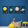 Imagem de Placa Decorativa Infantil Sistema Solar Kit 4un 30x40cm