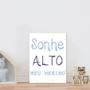 Imagem de Placa decorativa infantil texto sonhe alto