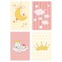 Imagem de Placa Decorativa Infantil Ursinha Princesa Kit 4un 20x30cm