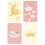 Imagem de Placa Decorativa Infantil Ursinha Princesa Kit 4un 30x40cm