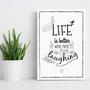 Imagem de Placa Decorativa MDF Frase Life Laughing 30x40