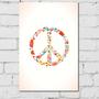 Imagem de Placa Decorativa MDF Peace and Love Floral 30x40