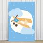 Imagem de Placa Decorativa para Quarto Infantil ul Avião e Lua 20x30