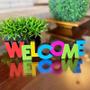 Imagem de Placa Decorativa Welcome MDF Estampa Decoryou 26,5x7x1,5 cm