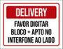 Imagem de Placa Delivery Digitar Bloco Interfone Ao Lado 27X35