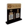 Imagem de Placa Display Logo e 2 Qr Code Pix e Wifi em Acrílico Dourado e Preto