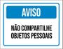 Imagem de Placa Higiene Aviso Não Compartilhe Objetos Pessoais 18X23