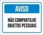 Imagem de Placa Higiene Aviso Não Compartilhe Objetos Pessoais 27X35