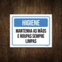 Imagem de Placa Higiene Mantenha Mãos E Roupas Limpas 18X23