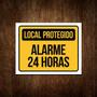 Imagem de Placa Local Protegido Alarme 24 Horas - Placa De Sinalização