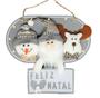 Imagem de Placa Madeira Iluminada LED Trio Bonecos Pelúcia Feliz Natal Cinza 28cm - Master Christmas