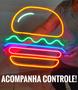 Imagem de Placa Neon Led Lanche Hambúrguer 50cmx50cm Com Controle