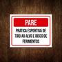 Imagem de Placa Pare Pratica Esportiva Tiro Alvo Risco 18X23