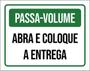 Imagem de Placa Passa Volume Abra Coloque A Entrega Verde 18X23