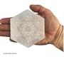 Imagem de Placa Pedra Selenita Hexagonal Com Chakras 10cm X 1,5cm