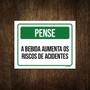 Imagem de Placa Pense Bebida Aumenta Riscos De Acidente 18X23