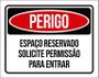 Imagem de Placa Perigo Espaço Reservado Solicite Permissão 18X23