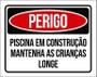 Imagem de Placa Perigo Piscina Construção Crianças Longe 36X46