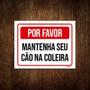 Imagem de Placa Por Favor Mantenha Seu Cão Coleira 18x23cm 3un