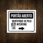 Imagem de Placa Portão Aberto Identifique-Se Pelo Interfone 27X35