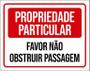 Imagem de Placa Propriedade Particular Não Obstruir Passagem 27X35