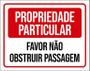 Imagem de Placa Propriedade Particular Não Obstruir Passagem 27X35