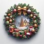Imagem de placa redonda decoração de natal guirlanda natalina 30x30 cm