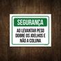 Imagem de Placa Segurança Levantar Peso Dobre Joelhos Não Coluna 27X35