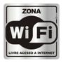 Imagem de Placa Sinalização Alumínio Autoadesiva Zona Wi Fi Internet