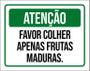 Imagem de Placa Sinalização Atenção Favor Colhe Frutas Maduras 18X23