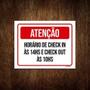 Imagem de Placa Sinalização - Atenção Horário Check In 10 Hs 27X35