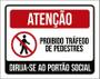 Imagem de Placa Sinalização Atenção Proibido Trafego Pedestres - 18X23