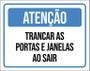 Imagem de Placa Sinalização - Atenção Trancar Portas Janelas 27X35