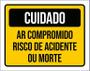 Imagem de Placa Sinalização Cuidado Ar Comprimido Risco Acidente 36X46