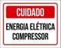 Imagem de Placa Sinalização Cuidado Energia Elétrica Compressor 18X23