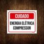 Imagem de Placa Sinalização Cuidado Energia Elétrica Compressor 36X46