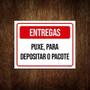 Imagem de Placa Sinalização Entregas Puxe Para Depositar Pacote 27X35