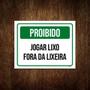 Imagem de Placa Sinalização Verde Jogar Lixo Fora Da Lixeira 36X46