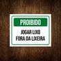 Imagem de Placa Sinalização Verde Jogar Lixo Fora Da Lixeira 36x46