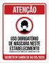 Imagem de Placa Uso Obrigatório Máscara Estabelecimento Comércio 18X23