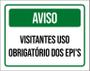 Imagem de Placa Verde Aviso Visitantes Uso Obrigatório Epi 36X46