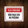 Imagem de Placa Vermelha Seja Educado Não Faça Xixi Na Piscina 36X46